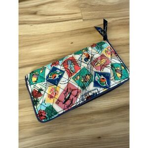 Vera Bradley Womens Multicolor Cuban Stamps Quilted Grab and Go Wristlet Wallet
